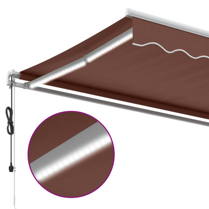 Tenda da Sole Retrattile Automatica con LED Marrone 500x350 cm | homemem39