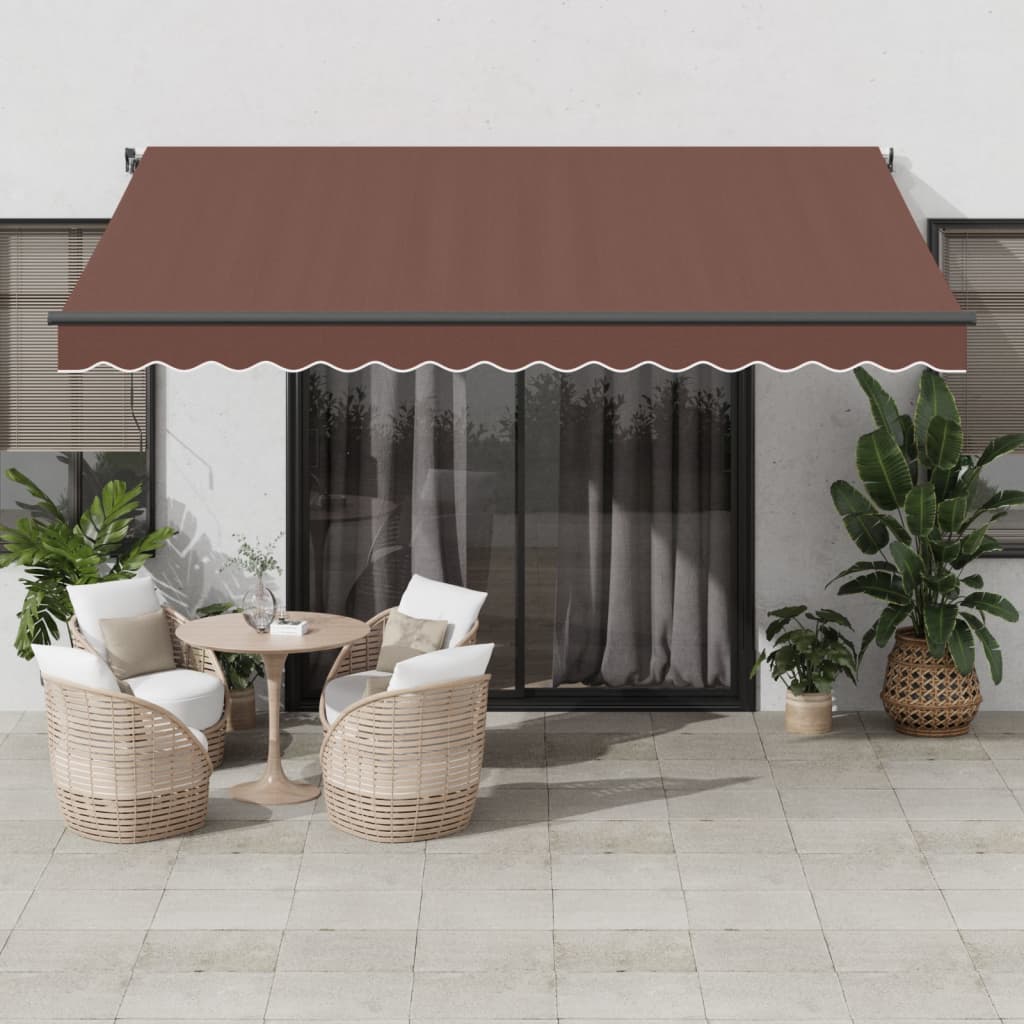 Tenda da Sole Retrattile Manuale con LED Marrone 400x350 cm | homemem39