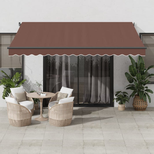 Tenda da Sole Retrattile Manuale con LED Marrone 400x350 cm | homemem39