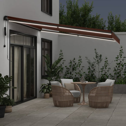 Tenda da Sole Retrattile Automatica con LED Marrone 400x350 cm | homemem39