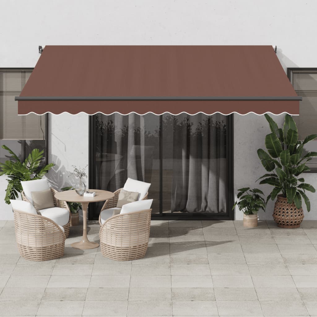 Tenda da Sole Retrattile Automatica con LED Marrone 400x350 cm | homemem39