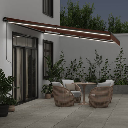Tenda da Sole Retrattile Manuale con LED Marrone 450x350 cm | homemem39