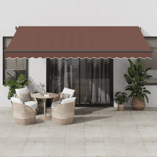 Tenda da Sole Retrattile Manuale con LED Marrone 450x350 cm | homemem39