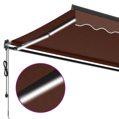 Tenda da Sole Retrattile Automatica con LED Marrone 450x350 cm | homemem39