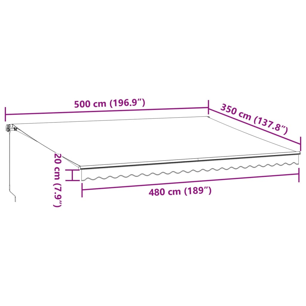 Tenda da Sole Retrattile Manuale Marrone 500x350 cm - homemem39