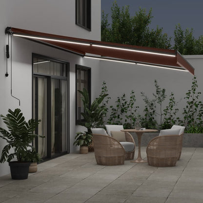 Tenda da Sole Retrattile Automatica con LED Marrone 500x350 cm | homemem39