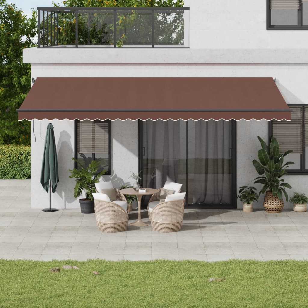 Tenda da Sole Retrattile Manuale Marrone 600x350 cm | homemem39