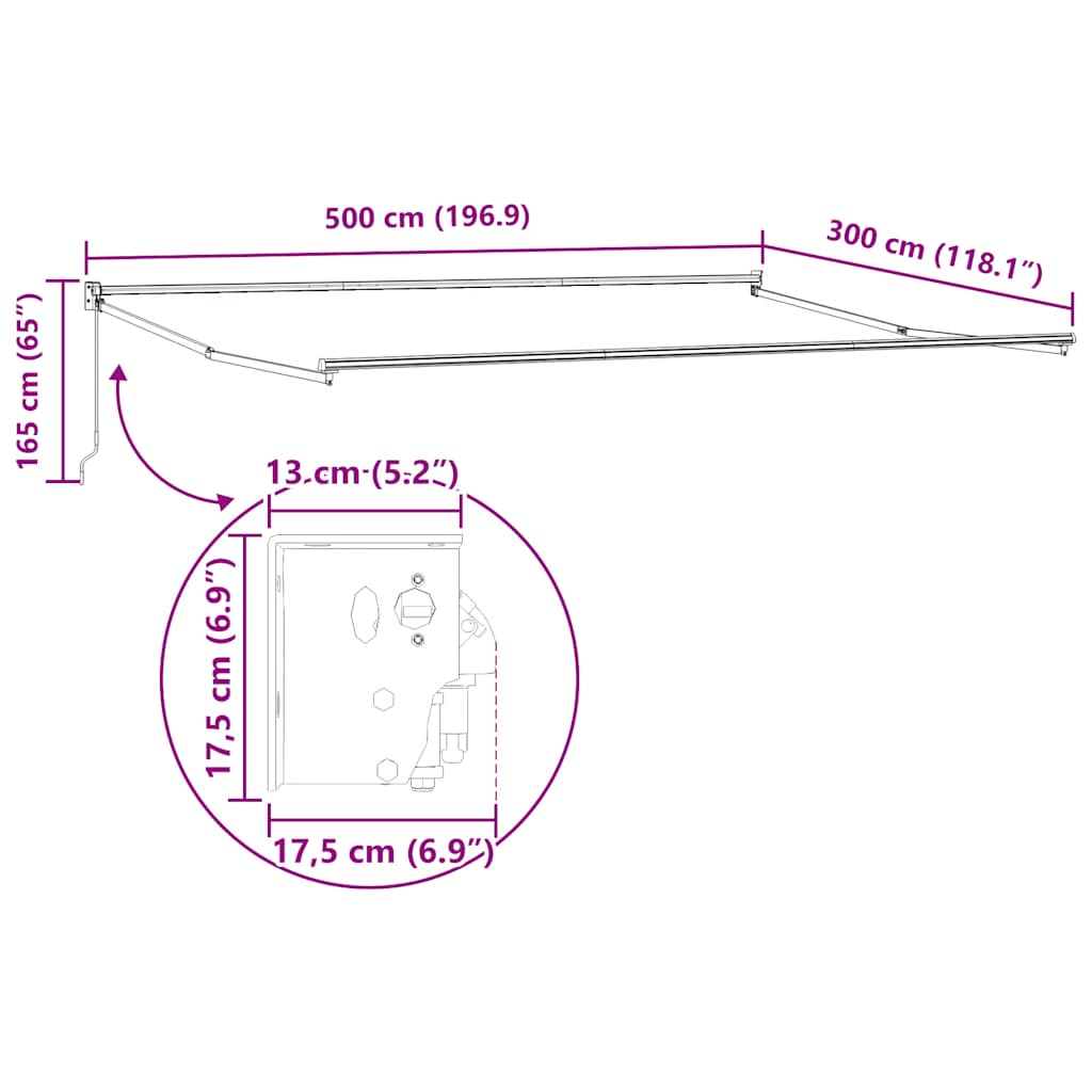 Tenda Sole Retrattile Manuale 500x300 cm Marrone | homemem39