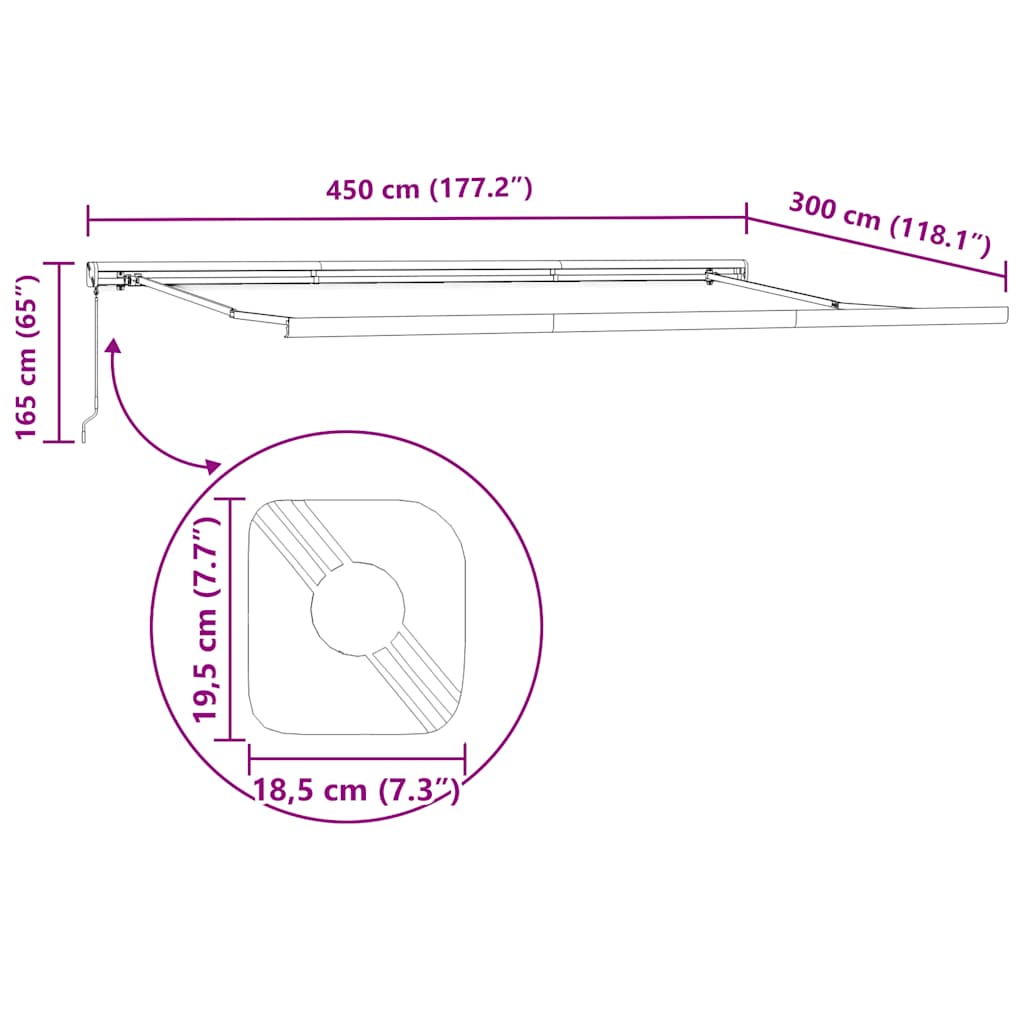 Tenda Sole Retrattile Manuale 450x300 cm Marrone | homemem39