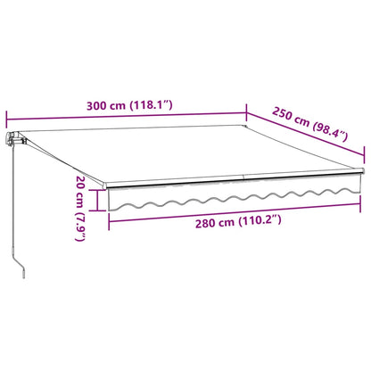 Tenda da Sole Retrattile Manuale con LED Antracite e Bianco - homemem39