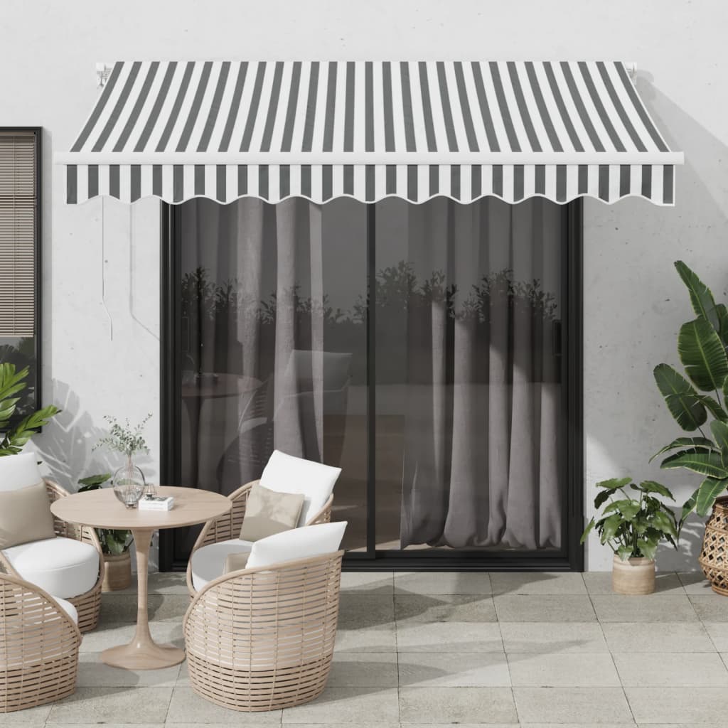 Tenda da Sole Retrattile Manuale con LED Antracite e Bianco - homemem39