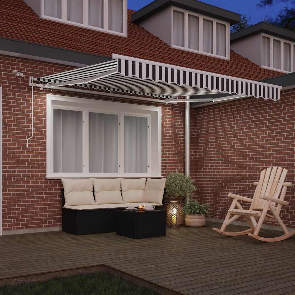 Tenda Retrattile Automatica LED Antracite e Bianco 300x250 cm | homemem39