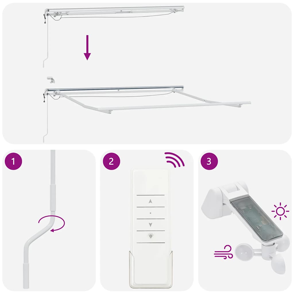 Tenda Retrattile Automatica LED Antracite e Bianco 300x250 cm | homemem39