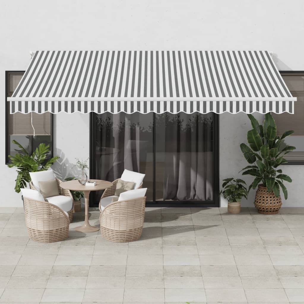 Tenda da Sole Retrattile Manuale con LED Antracite e Bianco - homemem39