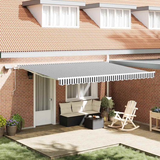Tenda da Sole Retrattile Manuale con LED Antracite e Bianco | homemem39