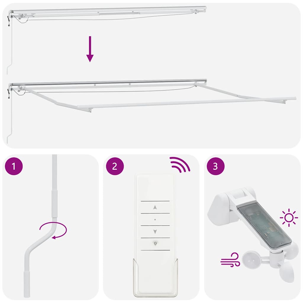 Tenda Retrattile Automatica LED Antracite e Bianco 500x300 cm | homemem39