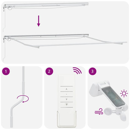 Tenda Retrattile Automatica LED Antracite e Bianco 500x300 cm | homemem39