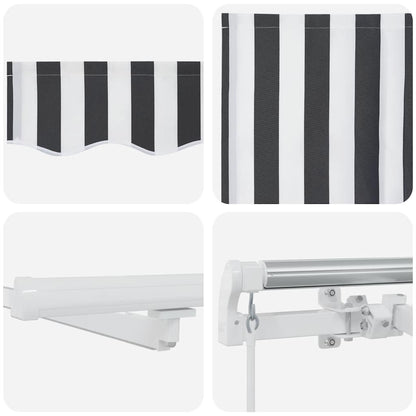 Tenda Retrattile Manuale con LED Antracite e Bianco 600x300 cm | homemem39