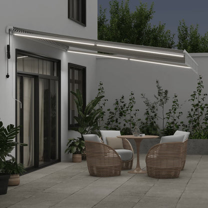 Tenda Retrattile Automatica LED Antracite e Bianco 400x350 cm | homemem39