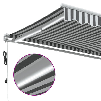 Tenda Retrattile Automatica LED Antracite e Bianco 400x350 cm | homemem39