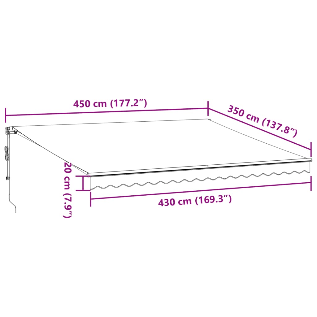 Tenda Sole Retrattile Automatica 450x350 cm Antracite e Bianco | homemem39