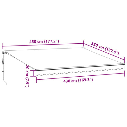 Tenda Sole Retrattile Automatica 450x350 cm Antracite e Bianco | homemem39