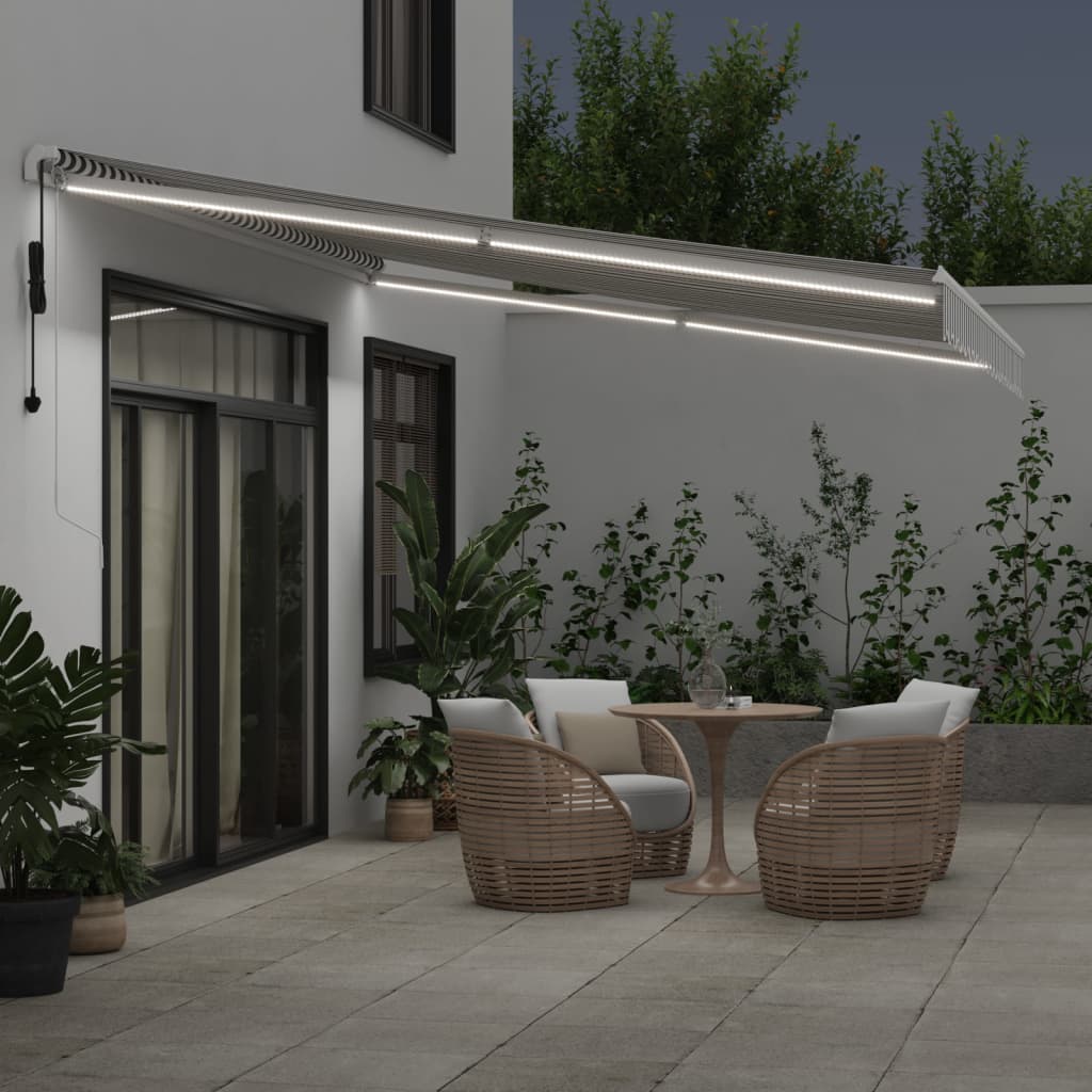 Tenda Retrattile Automatica LED Antracite e Bianco 450x350 cm | homemem39
