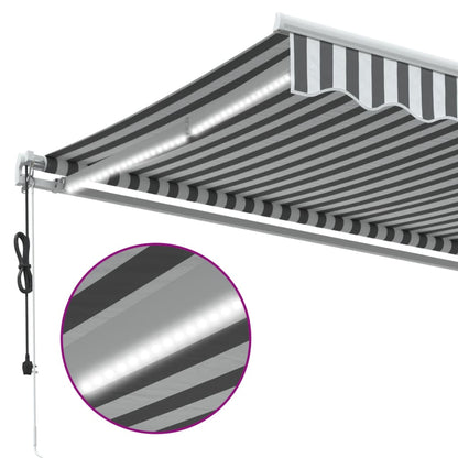 Tenda Retrattile Automatica LED Antracite e Bianco 450x350 cm | homemem39