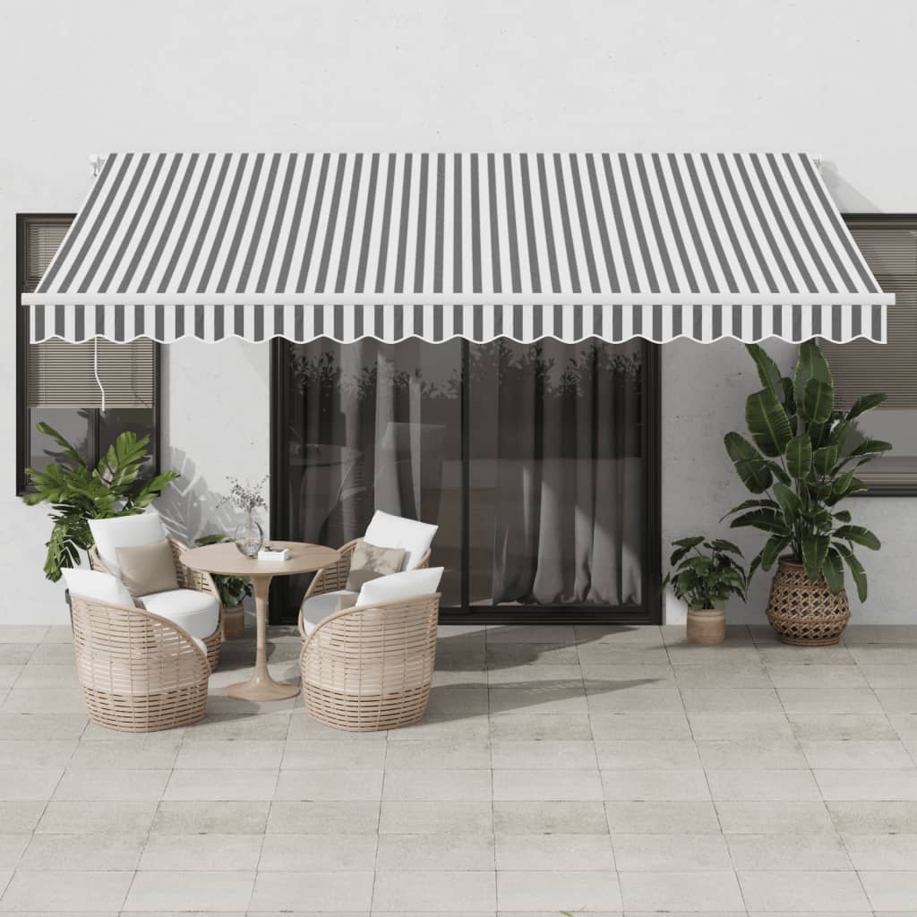 Tenda Retrattile Automatica LED Antracite e Bianco 450x350 cm | homemem39