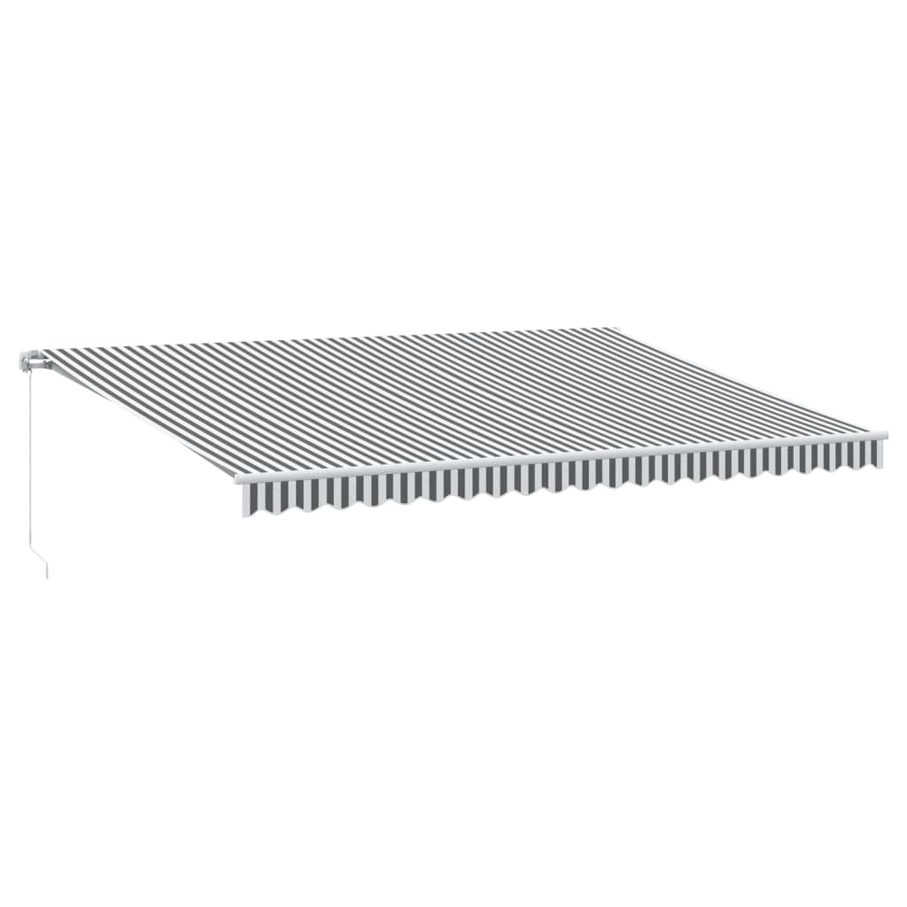 Tenda Retrattile Manuale con LED Antracite e Bianco 500x350 cm | homemem39