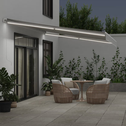 Tenda Retrattile Manuale con LED Antracite e Bianco 500x350 cm | homemem39