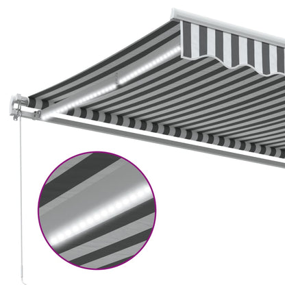 Tenda Retrattile Manuale con LED Antracite e Bianco 500x350 cm | homemem39