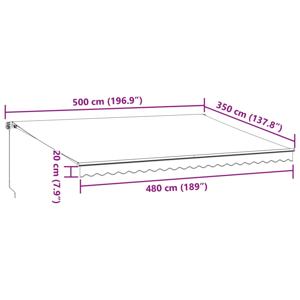 Tenda Retrattile Manuale con LED Antracite e Bianco 500x350 cm | homemem39