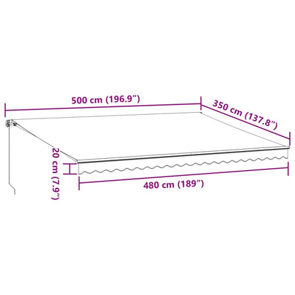 Tenda Retrattile Manuale con LED Antracite e Bianco 500x350 cm | homemem39