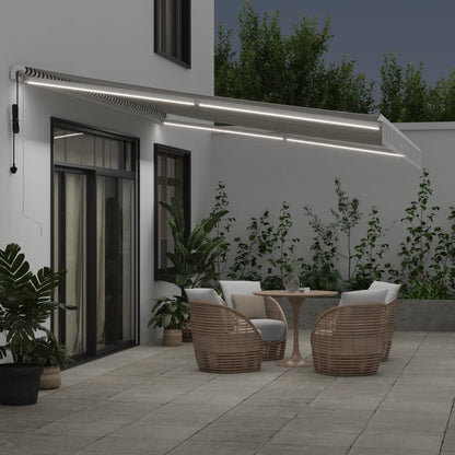 Tenda Retrattile Automatica LED Antracite e Bianco 500x350 cm | homemem39