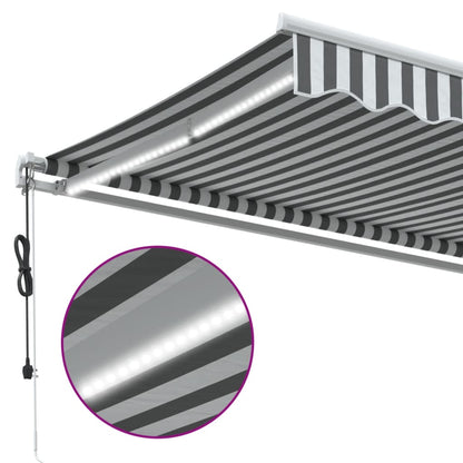 Tenda Retrattile Automatica LED Antracite e Bianco 500x350 cm | homemem39