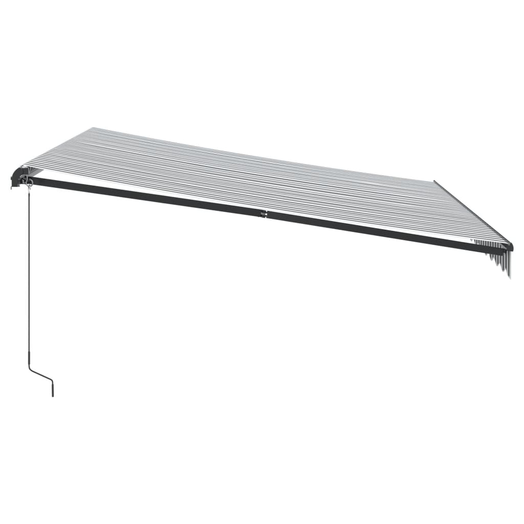 Tenda da Sole Retrattile Manuale Antracite e Bianco 400x350 cm - homemem39