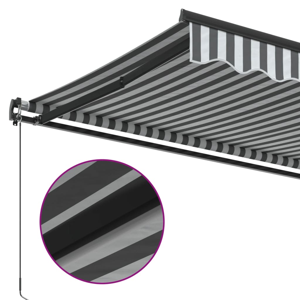 Tenda da Sole Retrattile Manuale Antracite e Bianco 450x350 cm | homemem39