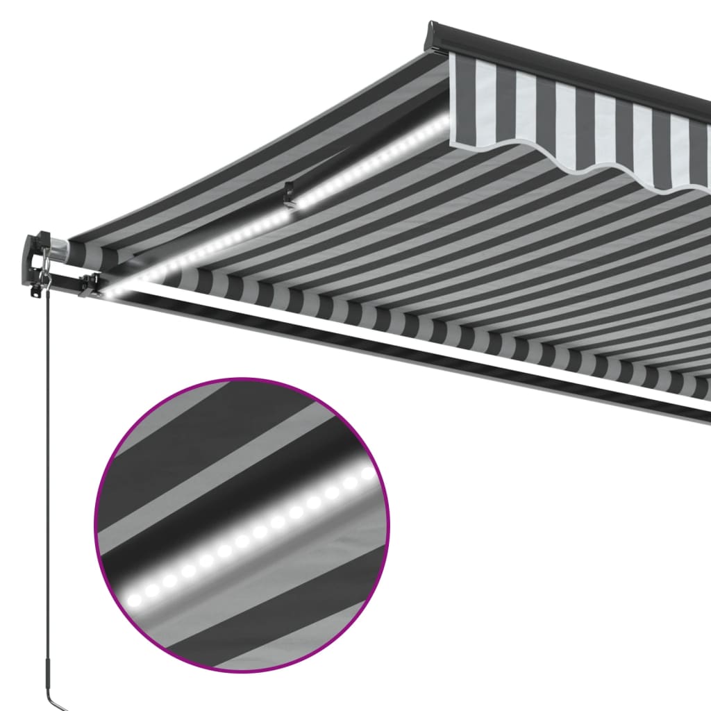 Tenda Retrattile Manuale con LED Antracite e Bianco 450x350 cm | homemem39
