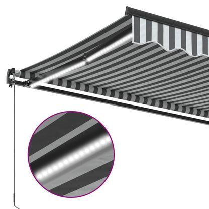 Tenda Retrattile Manuale con LED Antracite e Bianco 450x350 cm | homemem39