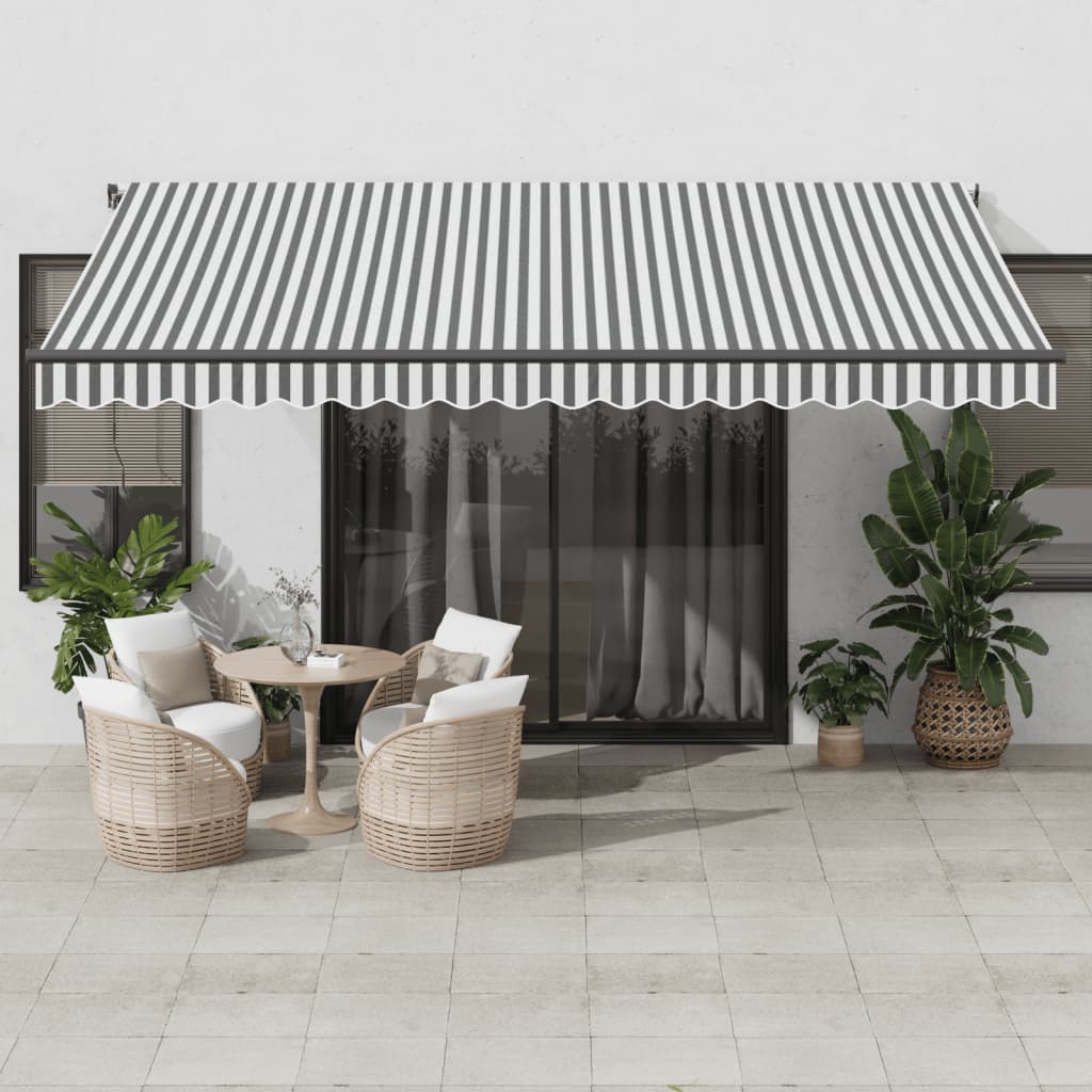 Tenda Sole Retrattile Automatica 450x350 cm Antracite e Bianco | homemem39
