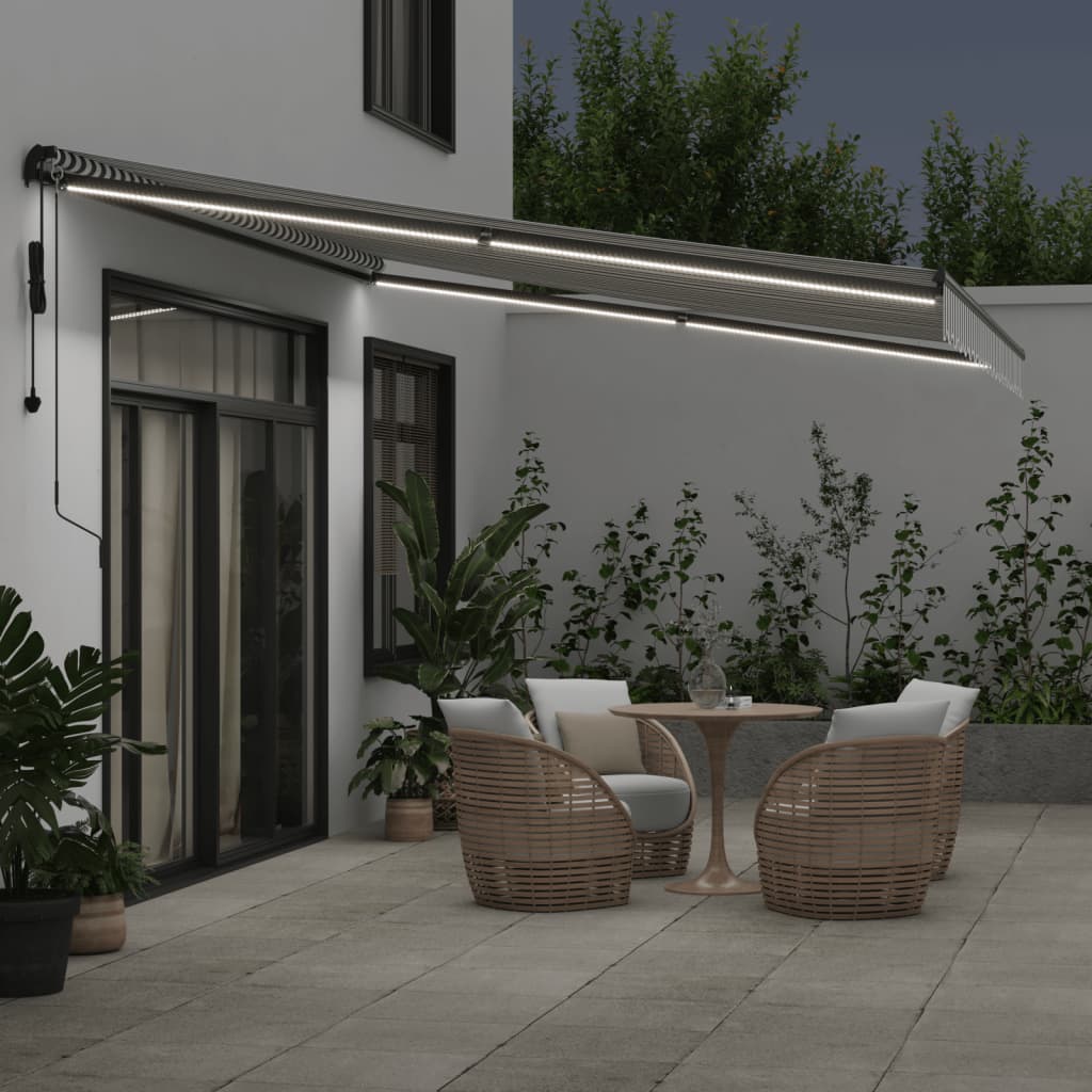 Tenda Retrattile Automatica LED Antracite e Bianco 450x350 cm | homemem39