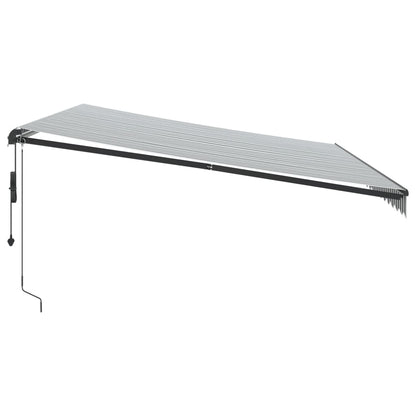 Tenda da Sole Retrattile Manuale Antracite e Bianco 500x350 cm | homemem39