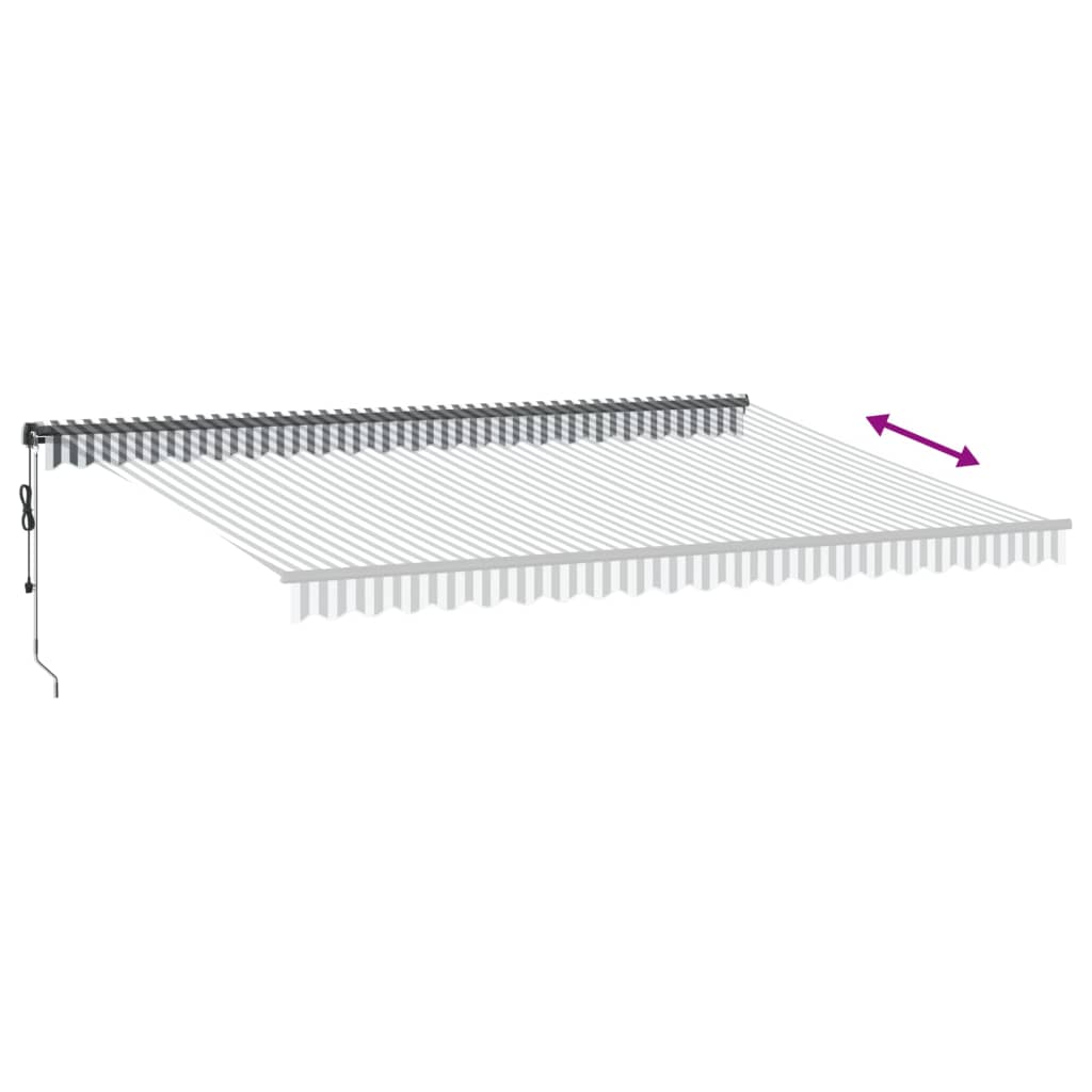 Tenda da Sole Retrattile Manuale Antracite e Bianco 500x350 cm | homemem39