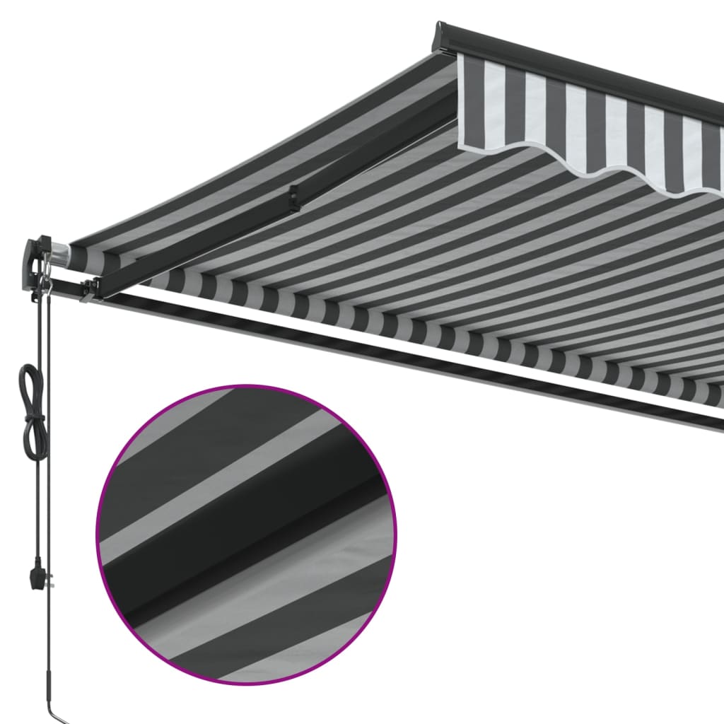 Tenda da Sole Retrattile Manuale Antracite e Bianco 500x350 cm | homemem39