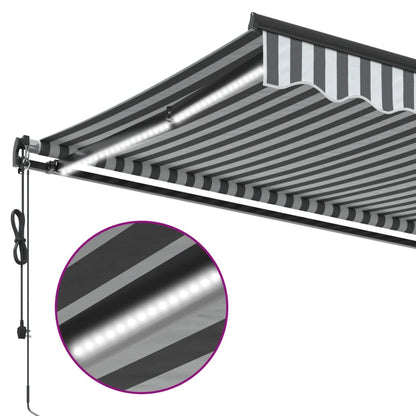 Tenda Retrattile Automatica LED Antracite e Bianco 500x350 cm | homemem39