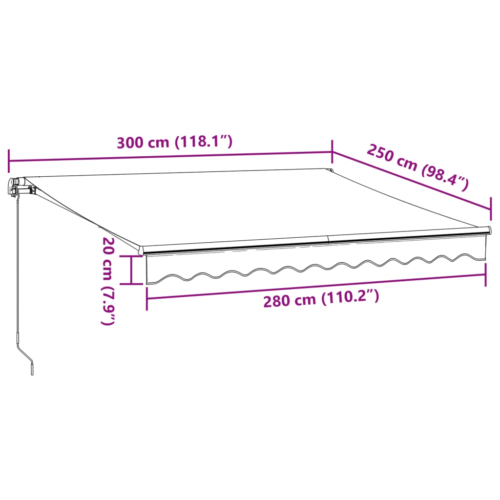 Tenda da Sole Retrattile Manuale Antracite e Bianco 300x250 cm - homemem39