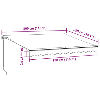 Tenda da Sole Retrattile Manuale Antracite e Bianco 300x250 cm - homemem39