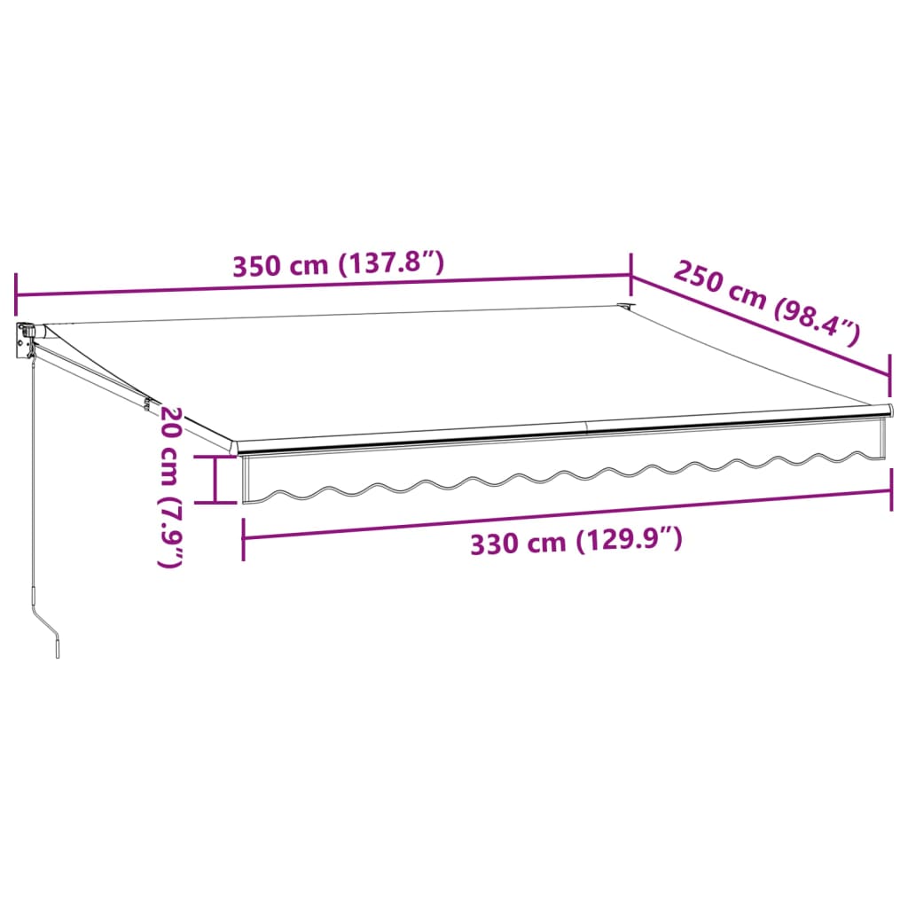 Tenda Retrattile Antracite e Bianca 3,5x2,5m Tessuto/Alluminio | homemem39