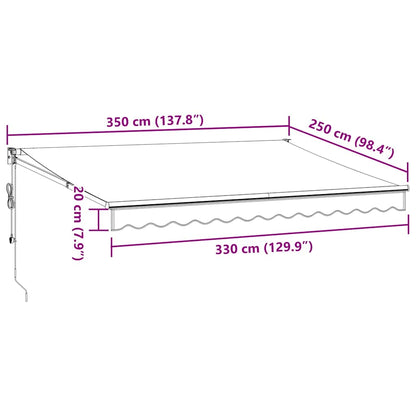 Tenda Retrattile Antracite e Bianca 3,5x2,5m Tessuto/Alluminio | homemem39